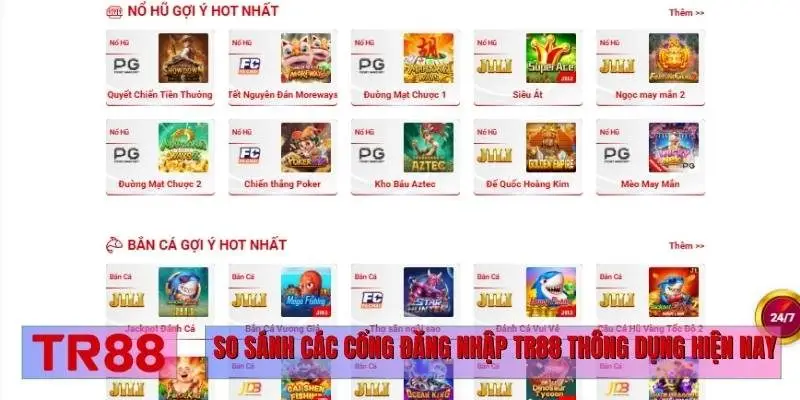 So sánh các cổng đăng nhập TR88 thông dụng hiện nay